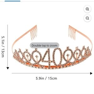 3 Piece Bundle Elegant Rhinestone 40th Birthday Tiara, Sash, Headband New